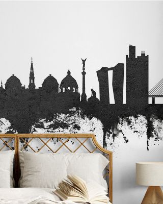 Copenhagen Skyline Black & White Wallpaper
