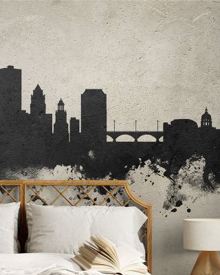 Des Moines Iowa Skyline Concrete Wallpaper