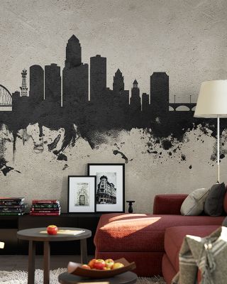 Des Moines Iowa Skyline Concrete Wallpaper