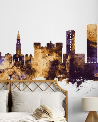 Erlangen Germany Skyline Purple & Gold Wallpaper