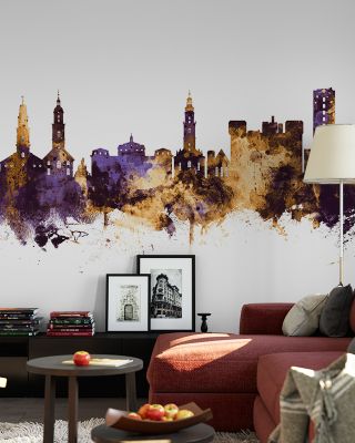 Erlangen Germany Skyline Purple & Gold Wallpaper