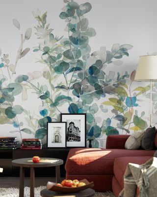 Eucalyptus I White Floral Wallpaper