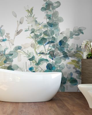 Eucalyptus I White Floral Wallpaper
