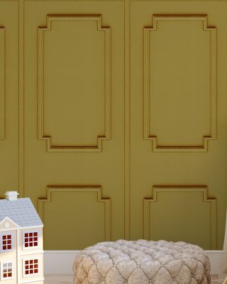Faux Wall Panel Moulding, Sunflower Yellow Wallpaper