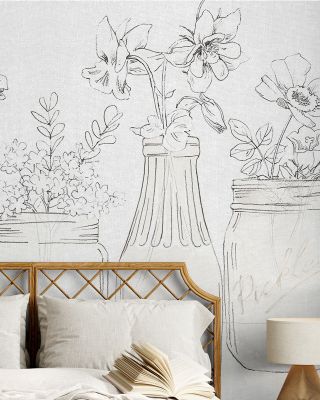 Forget Me Nots Lines Floral Wallpaper