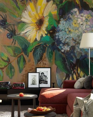 Glass Floral Abstract Wallpaper
