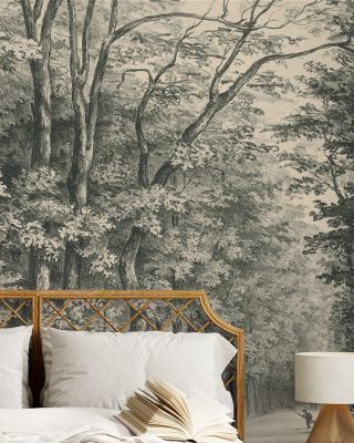 Grand Allée Etching Scenic Wallpaper