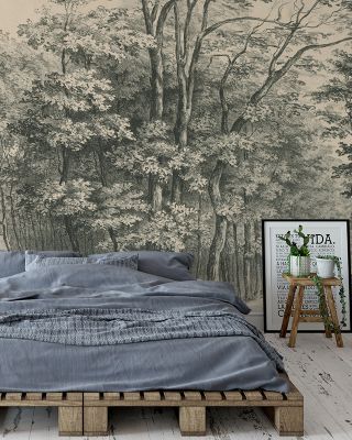 Grand Allée Etching Scenic Wallpaper