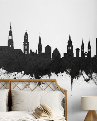 Heidelberg Germany Skyline Black & White Wallpaper