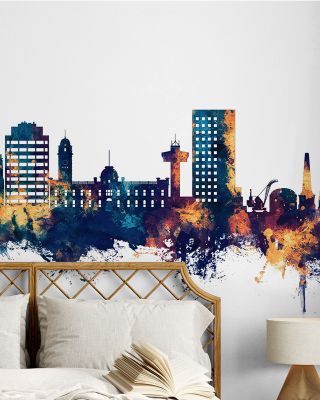 Hobart Australia Skyline Blue & Bronze Wallpaper