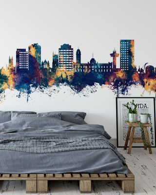 Hobart Australia Skyline Blue & Bronze Wallpaper