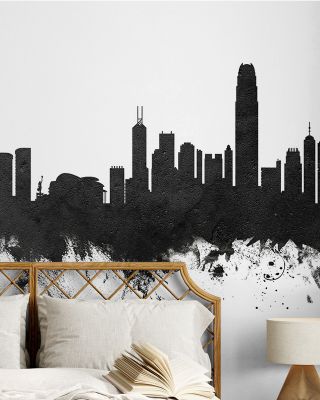 Hong Kong Skyline Black & White Wallpaper