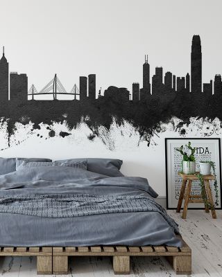 Hong Kong Skyline Black & White Wallpaper