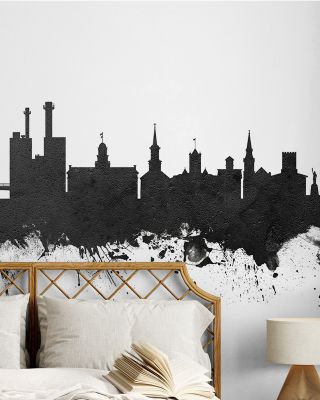 Iowa City Skyline Black & White Wallpaper