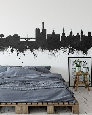 Iowa City Skyline Black & White Wallpaper