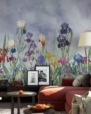Iris Field Burst Floral Wallpaper