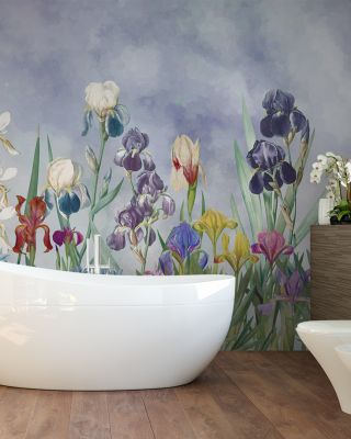 Iris Field Burst Floral Wallpaper