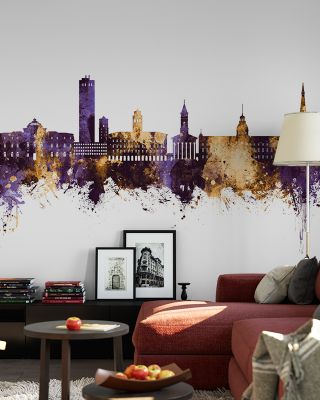 Karlsruhe Germany Skyline Purple & Gold Wallpaper
