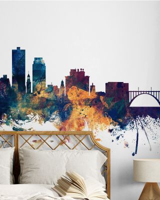 Knoxville Tennessee Skyline Blue & Bronze Wallpaper