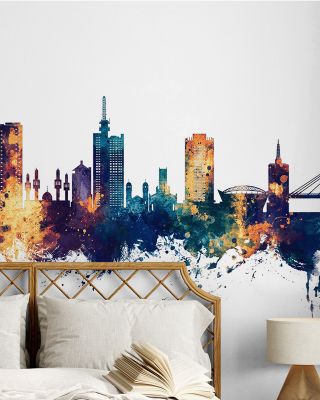 Lagos Nigeria Skyline Blue & Bronze Wallpaper