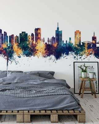 Lagos Nigeria Skyline Blue & Bronze Wallpaper