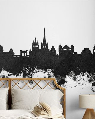 Lausanne Switzerland Skyline Black & White Wallpaper