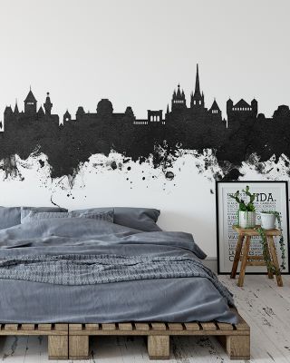 Lausanne Switzerland Skyline Black & White Wallpaper
