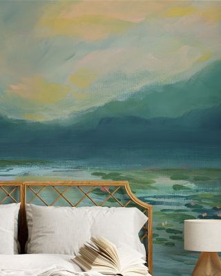 Lily Pad Lagoon Floral Wallpaper