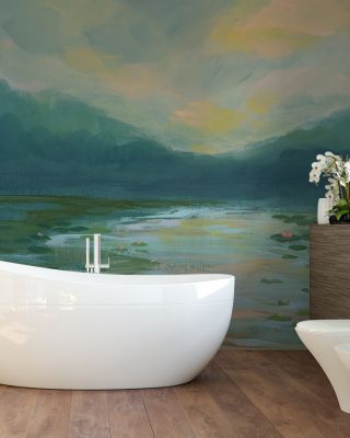 Lily Pad Lagoon Floral Wallpaper