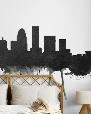Louisville Kentucky Skyline Black & White Wallpaper