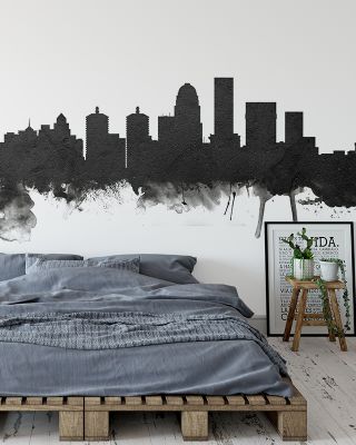 Louisville Kentucky Skyline Black & White Wallpaper