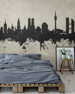 Munich Skyline Concrete Wallpaper