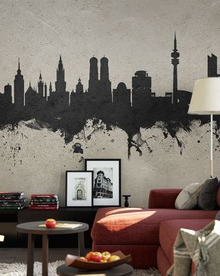 Munich Skyline Concrete Wallpaper