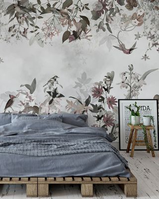 Paradise view Gray Scenic Wallpaper