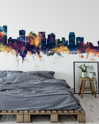 Phoenix Skyline Blue & Bronze Wallpaper