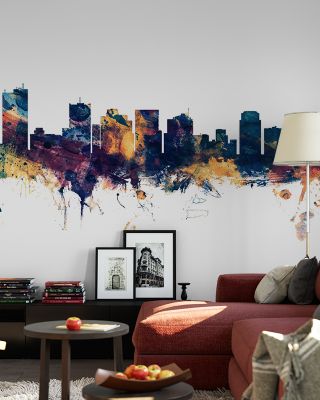 Phoenix Skyline Blue & Bronze Wallpaper