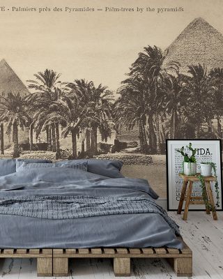 Pyramid Palmtrees Postcard - Screenprint Wallpaper