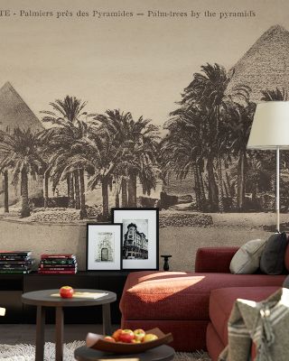 Pyramid Palmtrees Postcard - Screenprint Wallpaper