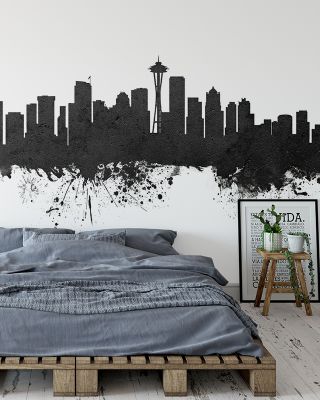 Seattle Skyline Black & White Wallpaper
