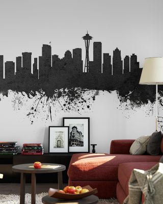 Seattle Skyline Black & White Wallpaper
