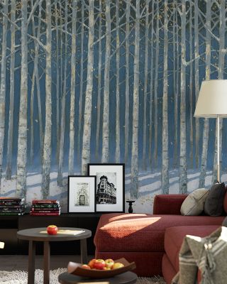 Shimmering Birches Scenic Wallpaper