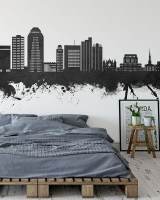 Shreveport Louisiana Skyline Black & White Wallpaper