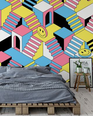 Smiley Maze Abstract Wallpaper