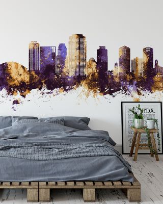 St Petersburg Florida Skyline Purple & Gold Wallpaper
