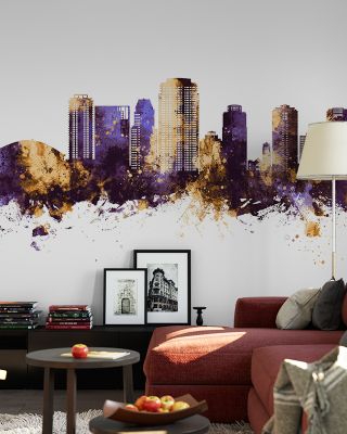 St Petersburg Florida Skyline Purple & Gold Wallpaper