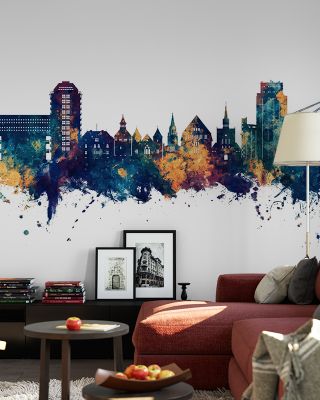 Stavanger Norway Skyline Blue & Bronze Wallpaper
