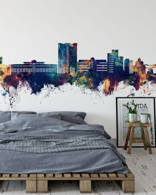 Telford England Skyline Blue & Bronze Wallpaper