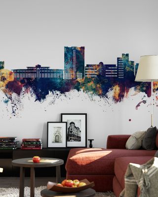Telford England Skyline Blue & Bronze Wallpaper