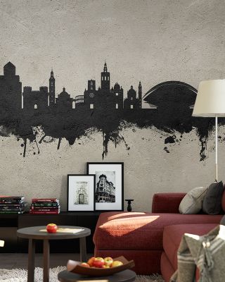 Valencia Spain Skyline Concrete Wallpaper
