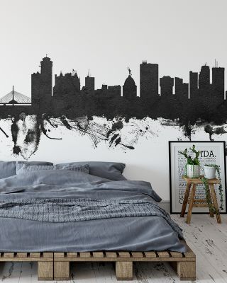 Winnipeg Canada Skyline Black & White Wallpaper